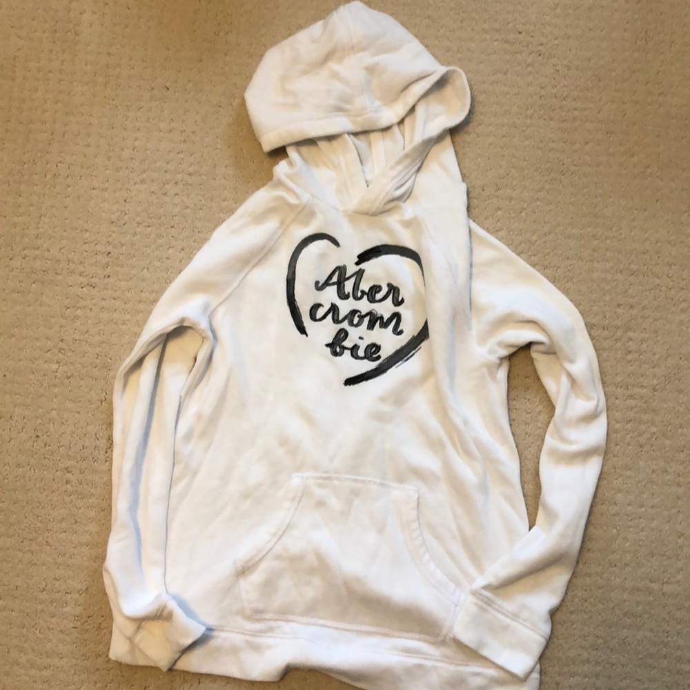 Abercrombie kids girls white hoodie 13/14